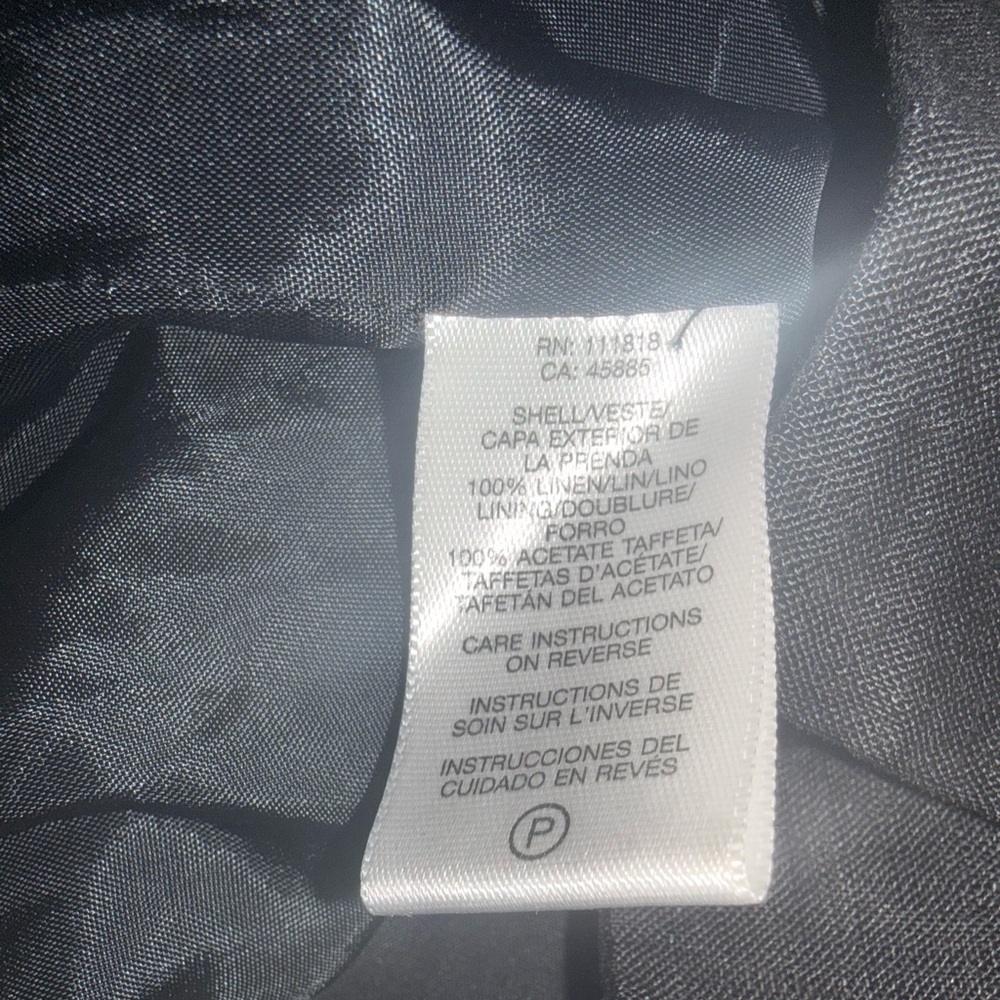 Michael Michael Kors Black Linen Cropped Button Front Top Size 10 - Picture 4 of 6